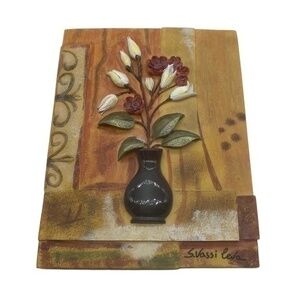 3D Art Floral Vase Picture Signed S. Vassi Leva